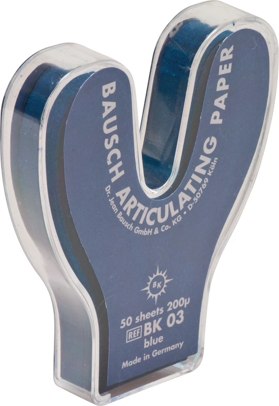Artikulationspapier 200 µ  Plastik-Spender  50 Stück blau, Hufeisenform, BK 03