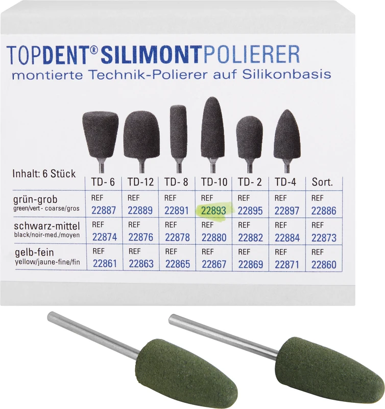 TOPDENT Silimont Polierer  Packung  6 Stück grün grob, TD-10