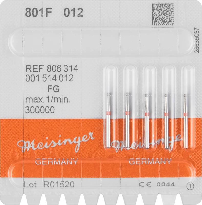 Diamanten 801  Packung  5 Stück rot fein, FG, Figur 001 Rund, ISO 012