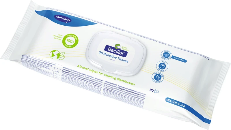 Bacillol® 30 Sensitive Green Tissues   Flowpack  80 Stück grün, XL