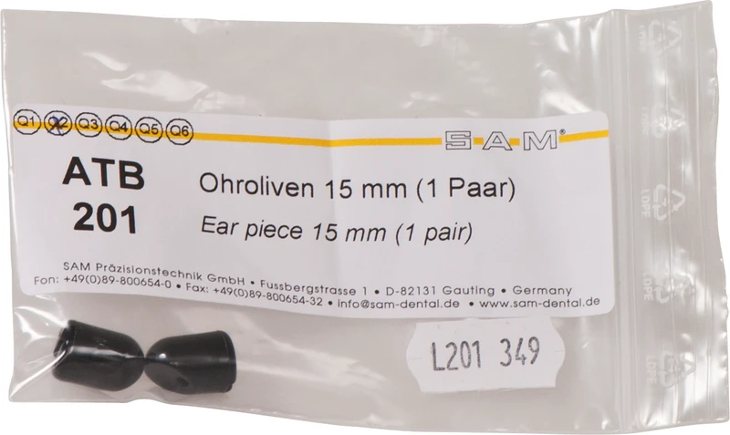 Ohroliven  Packung  2 Stück schwarz, alte Ausführung, 15 mm, für ATB