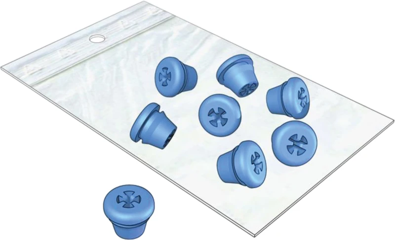 Silikon-Einsätze  Packung  8 Stück hellblau, Außen: 7,5 mm, Innen: 1 mm