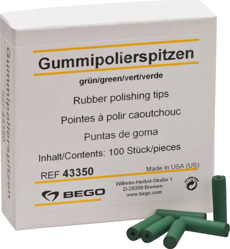 Gummipolierer  Packung  100 Stück grün, Spitze, Ø 6,5 mm x 24 mm