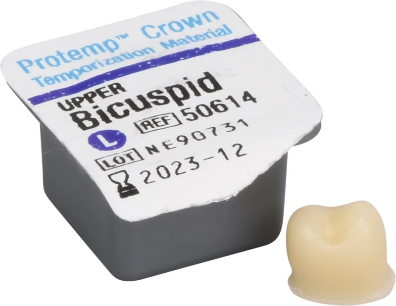 Protemp Crown  Packung  5 Stück oberer Prämolar L, 1 Stückmesslehre