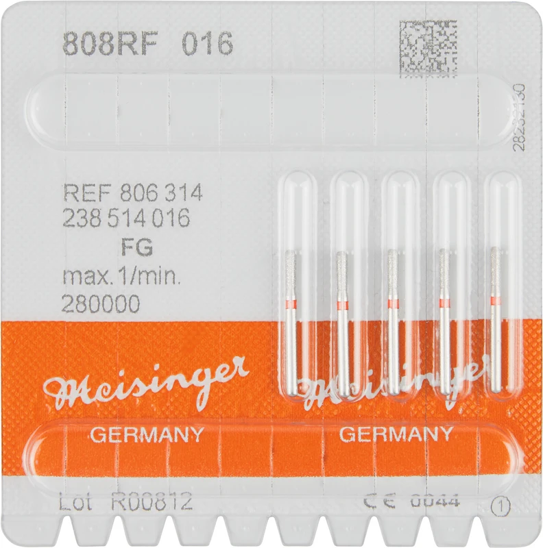 Diamanten 808  Packung  5 Stück rot fein, FG, Figur 238 Birne rund, 5 mm, ISO 016