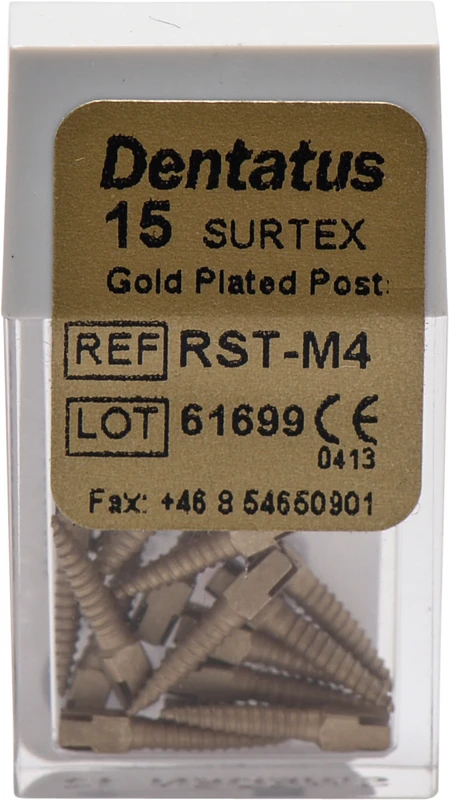 Classic Surtex vergoldete Wurzelstifte  Packung  15 Stück 9,3 mm, Ø 1,5 mm, Größe 4