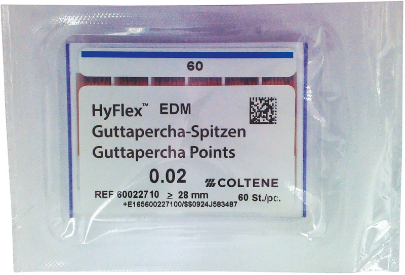 HyFlex EDM Guttapercha-Spitzen  Packung  60 Stück Taper.02, ISO 060