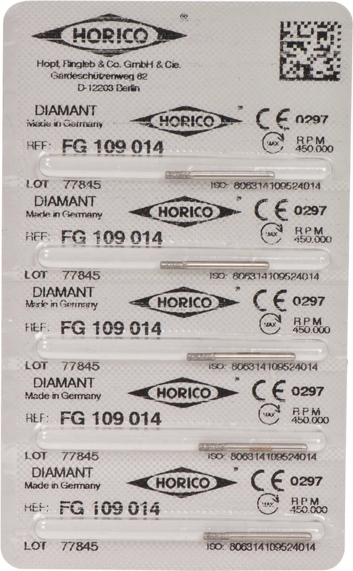 Diamantschleifer 109  Packung  5 Stück FG, Figur 109, 4 mm, ISO 014