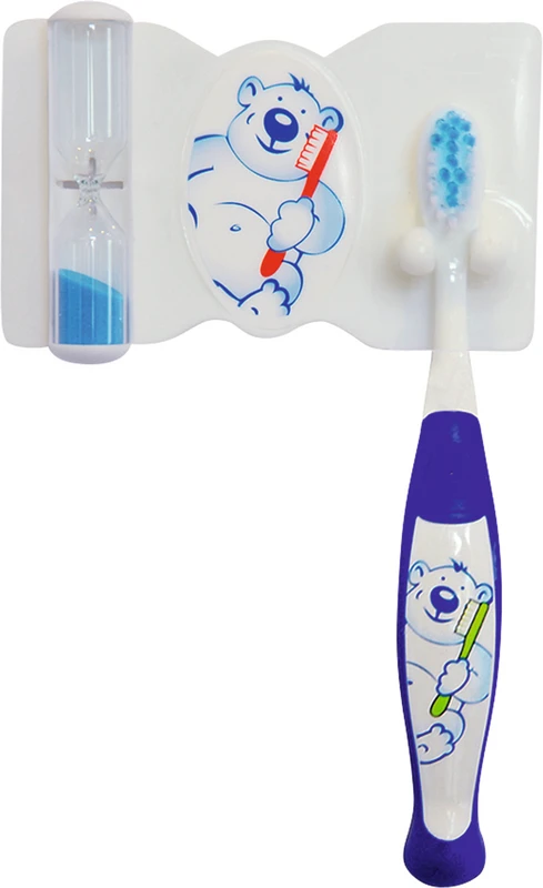 Dental Set compact baby  Packung  Otto (1 Zahnbürste, 1 Zahnbürstenhalter mit Zahnputzuhr) blau