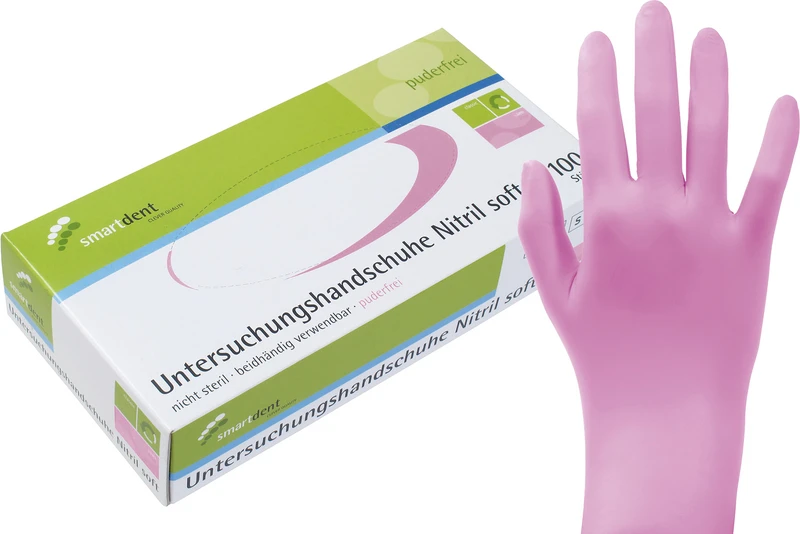 smart Nitrilhandschuhe Soft PF  Packung  100 Stück puderfrei, pink, M