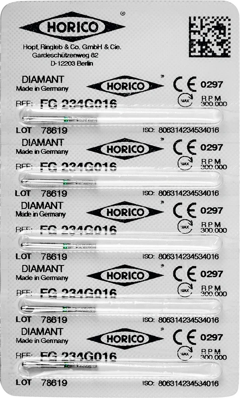 Diamantschleifer 234  Packung  5 Stück grün grob, FG, Figur 234, 5 mm, ISO 016