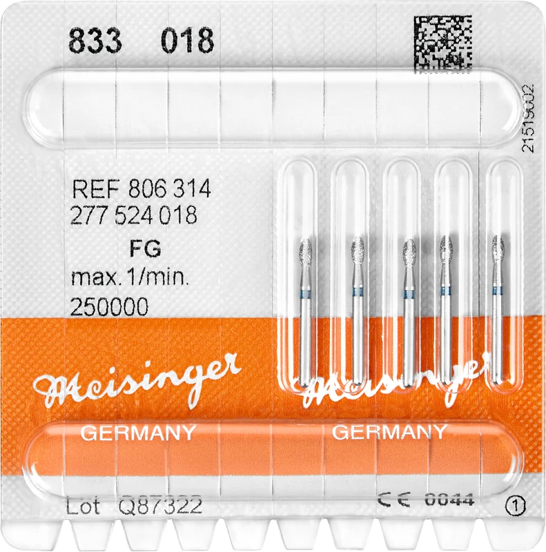 Diamanten 833  Packung  5 Stück blau mittel, FG, Figur 277 Ei, 3,4 mm, ISO 018