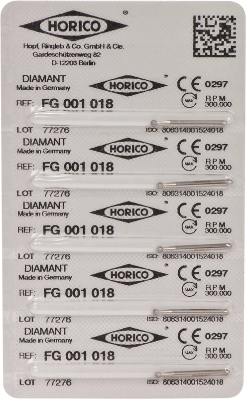 Diamantschleifer 001  Packung  5 Stück FG, Figur 001, ISO 018