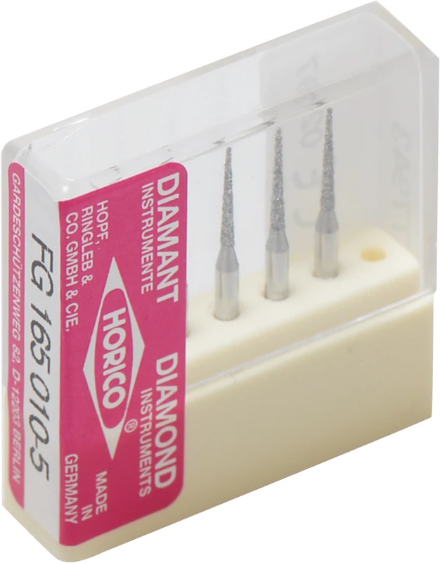 Diamantschleifer 165  Packung  5 Stück FG, Figur 165, 8 mm, ISO 010