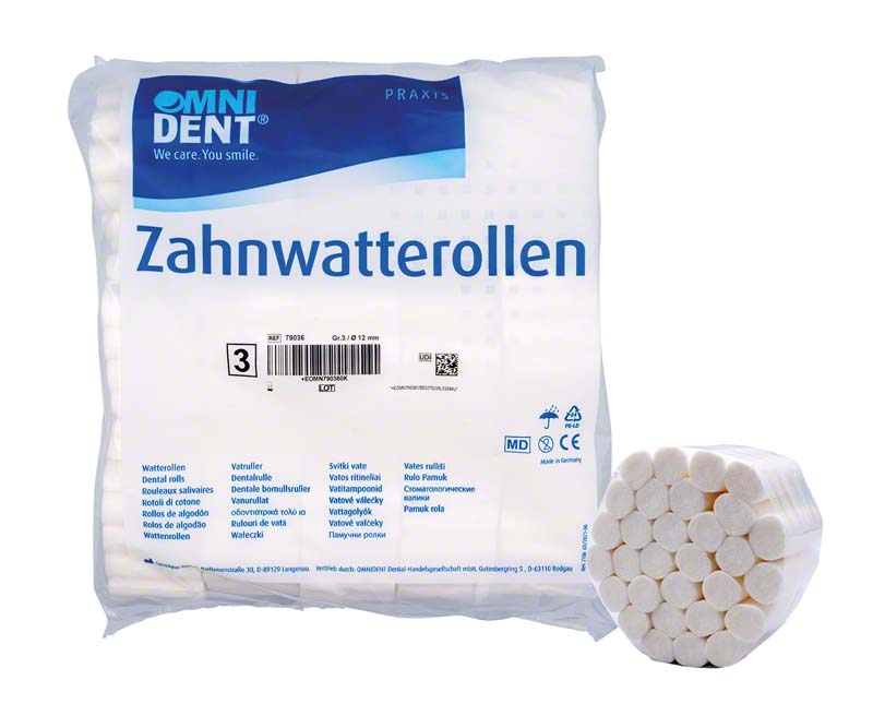 Zahnwatterollen  Packung  300 g Ø 12 mm, Größe 3