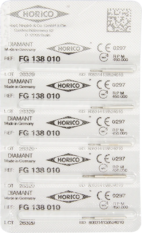 Diamantschleifer 138  Packung  5 Stück FG, Figur 138, 3 mm, ISO 010