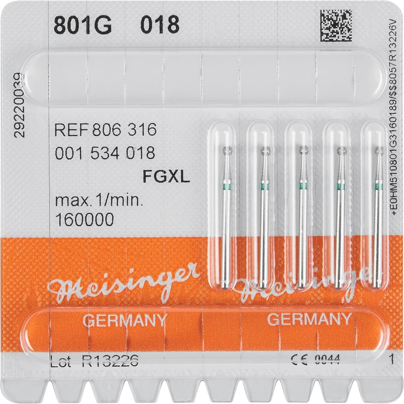 Diamanten 801  Packung  5 Stück grün grob, FG XL, Figur 001 Rund, ISO 018