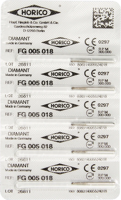 Diamantschleifer 005  Packung  5 Stück FG, Figur 005, 7 mm, 90°, ISO 018