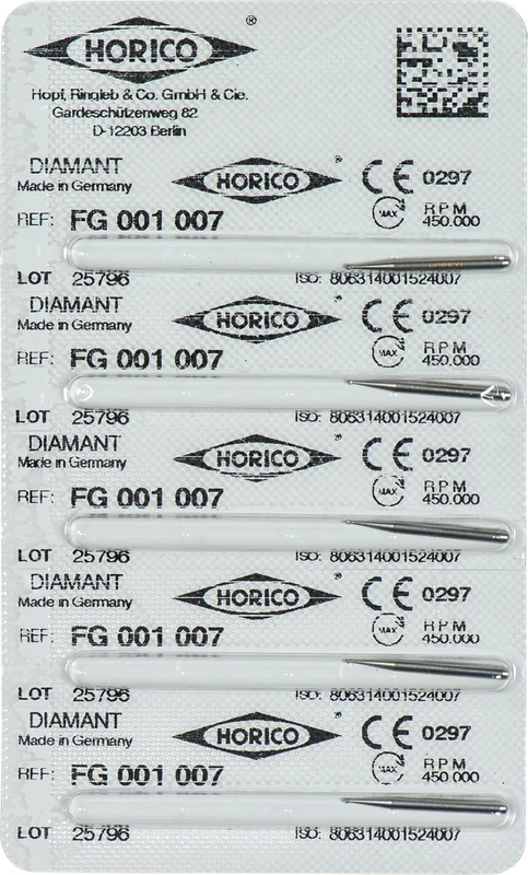 Diamantschleifer 001  Packung  5 Stück FG, Figur 001, ISO 007