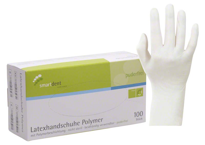 smart Polymer Latexuntersuchungshandschuhe  Packung  100 Stück puderfrei, weiß, L