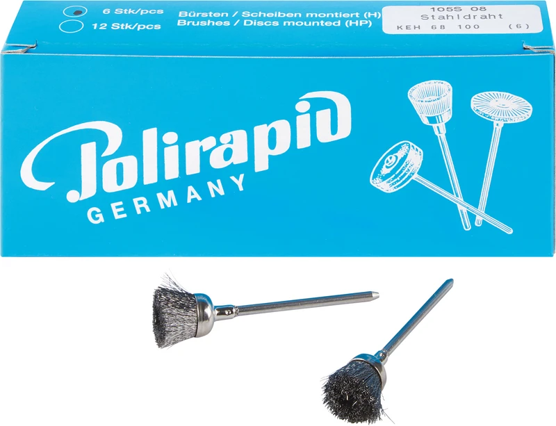 Kelchbürsten  Packung  6 Stück HP, Stahldraht, Figur Kelch, Ø 9,7 mm, Draht: 0,08 mm