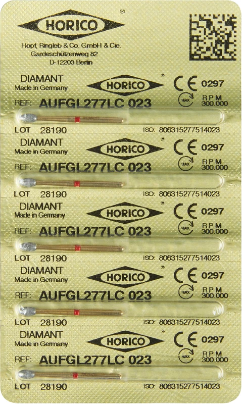 Diamant AuFG 277  Packung  5 Stück rot fein, FG, Figur 277 L, ISO 023