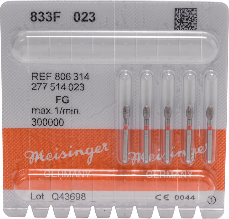 Diamanten 833  Packung  5 Stück rot fein, FG, Figur 277 Ei, 4,2 mm, ISO 023