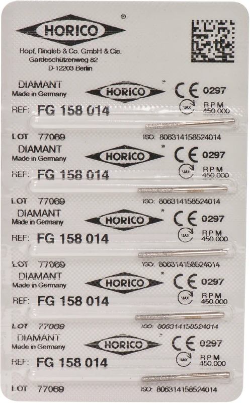 Diamantschleifer 158  Packung  5 Stück FG, Figur 158, 8 mm, ISO 014