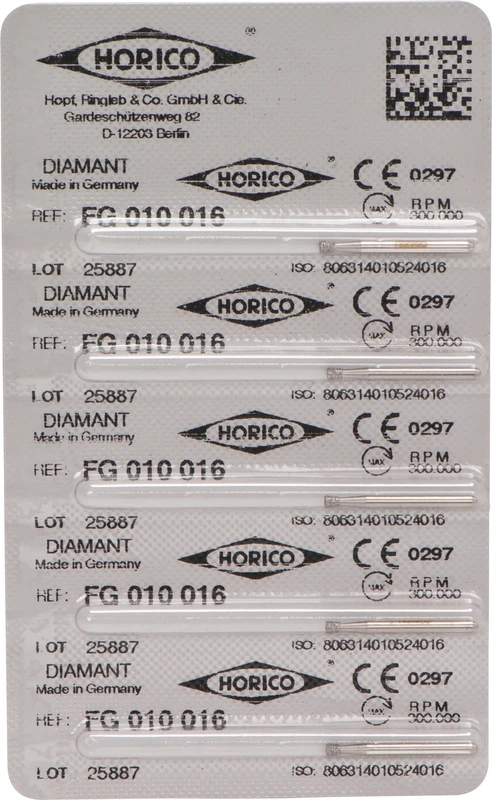 Diamantschleifer 010  Packung  5 Stück FG, Figur 010, 1,6 mm, ISO 016