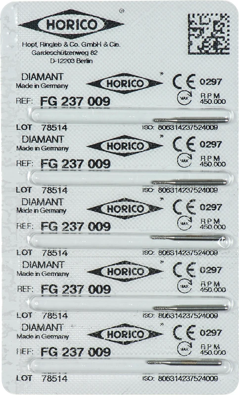 Diamantschleifer 237  Packung  5 Stück FG, Figur 237, 3 mm, ISO 009