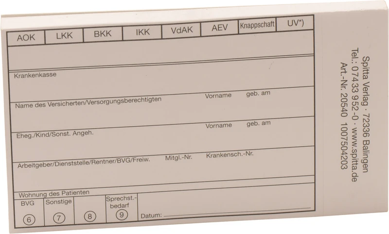 Patientenstammdaten   Stück  50 Blatt