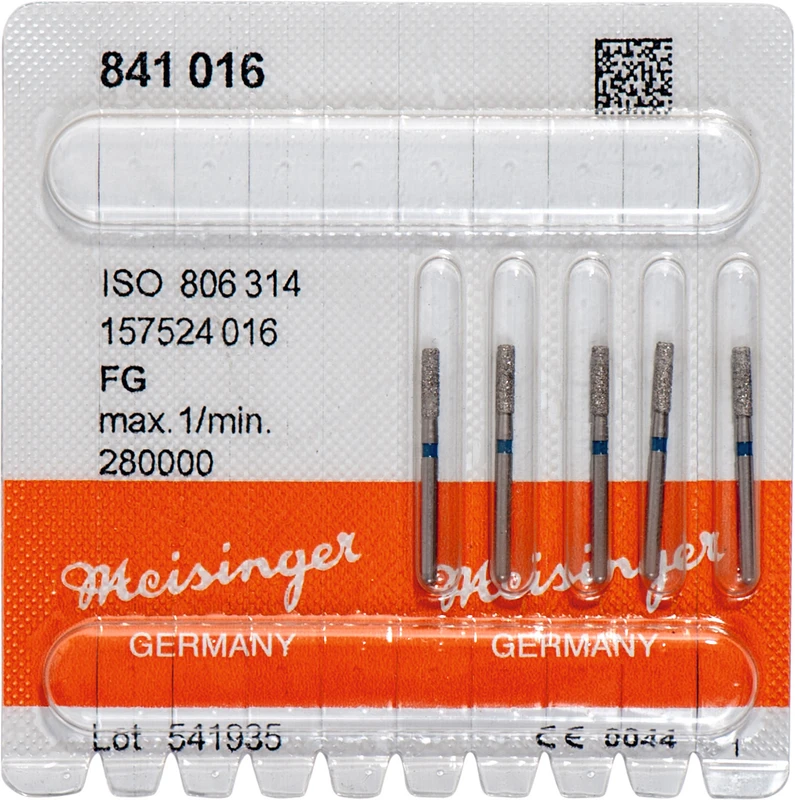 Diamanten 841  Packung  5 Stück blau mittel, FG, Figur 157 Zylinder abgerundet, 6 mm, ISO 016