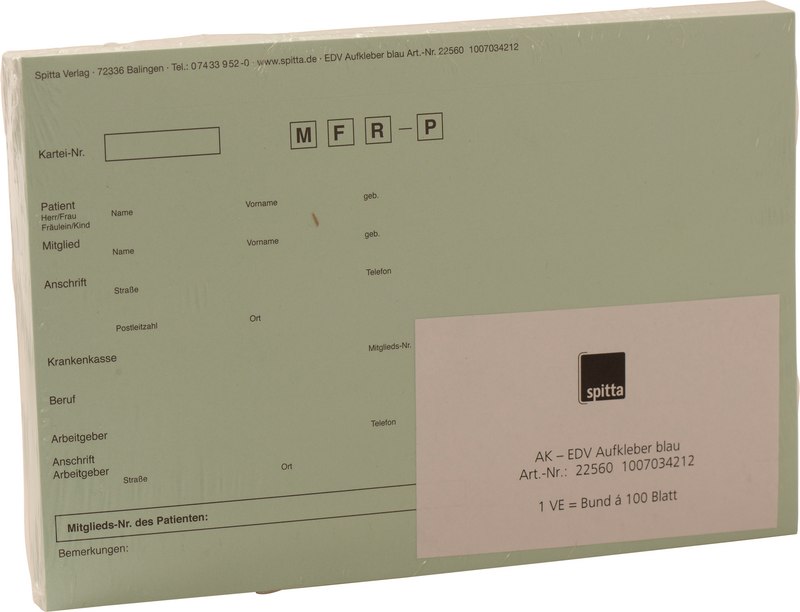 Adressaufkleber DIN A5  Packung  100 Stück blau, EDV Karteikarte