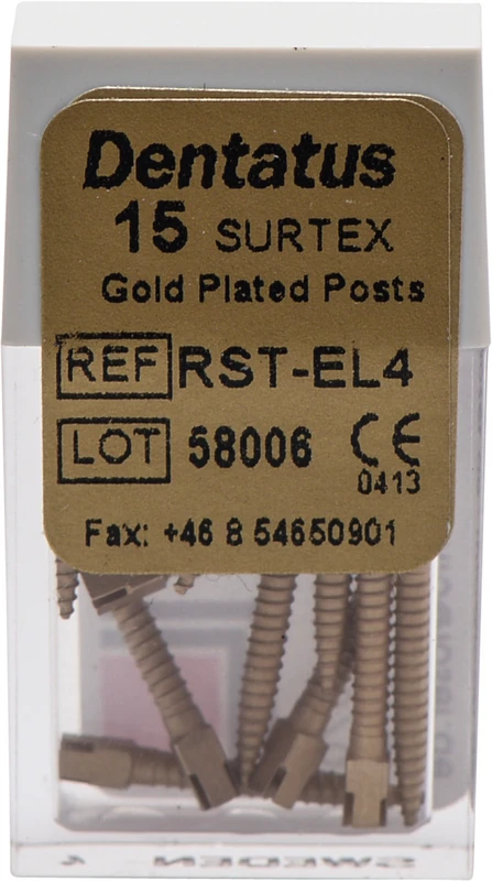 Classic Surtex vergoldete Wurzelstifte  Packung  15 Stück 14,2 mm, Ø 1,5 mm, Größe 4