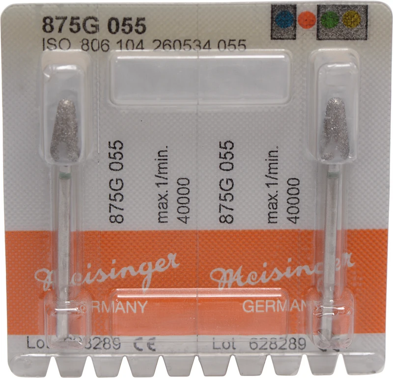 Diamanten 875  Packung  2 Stück grün grob, HP, Figur 260 konisch rund, 12 mm, ISO 055