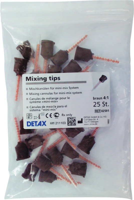 DETAX Mischkanülen braun 4:1  Packung  25 Stück braun 4:1