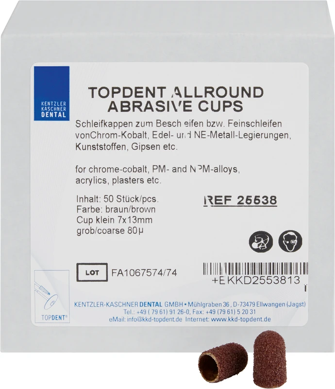 TOPDENT Abrasive Cups  Packung  50 Stück rund, klein Ø 7 mm x 13 mm, grob 80 µm