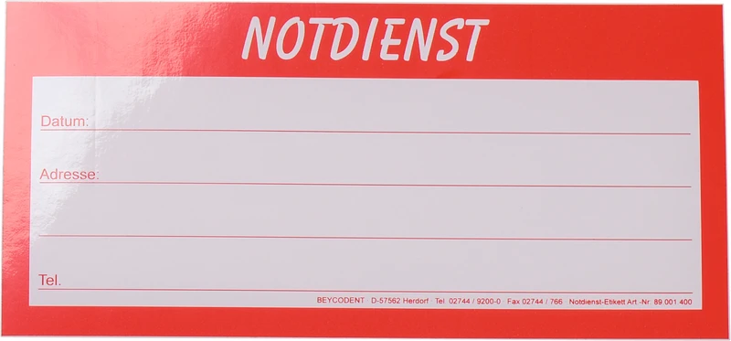 Notdienst Etiketten   Packung  20 Stück