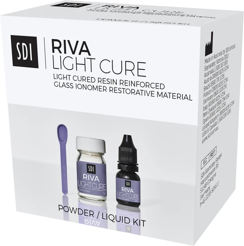 riva light cure  Packung  15 g Pulver A3, 8 g Liquid, Zubehör