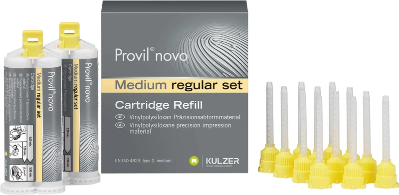 Provil® novo Medium  Packung  2 x 50 ml Doppelkartusche regular, 12 Mixing Tips