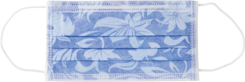 Monoart® Mundschutz Flower  Spenderbox  50 Stück mit Gummizug, blau