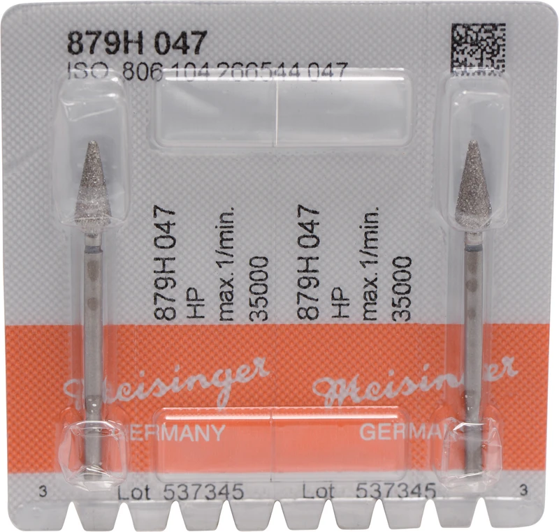 Diamanten 879  Packung  2 Stück schwarz super grob, HP, Figur 266 Torpedo konisch, 12 mm, ISO 047