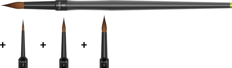FUSION.brush  4 in 1 Kit  1 Pinselgriff, 4 Pinselspitzen Größe (2, 4, 6, 8)