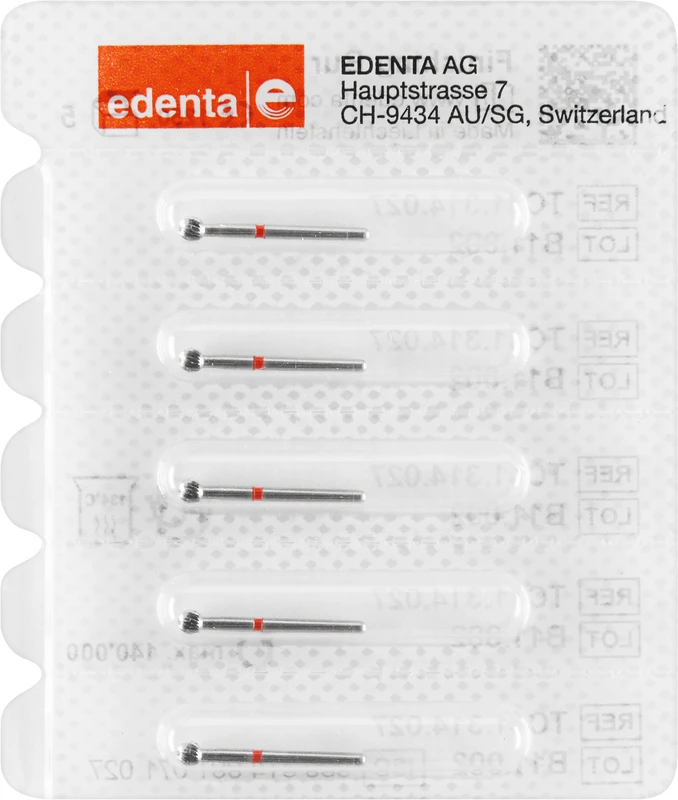 HM-Finierer TC41  Packung  5 Stück rot, 20 Schneiden, FG, Figur 001 Kugel, 2,45 mm, ISO 027