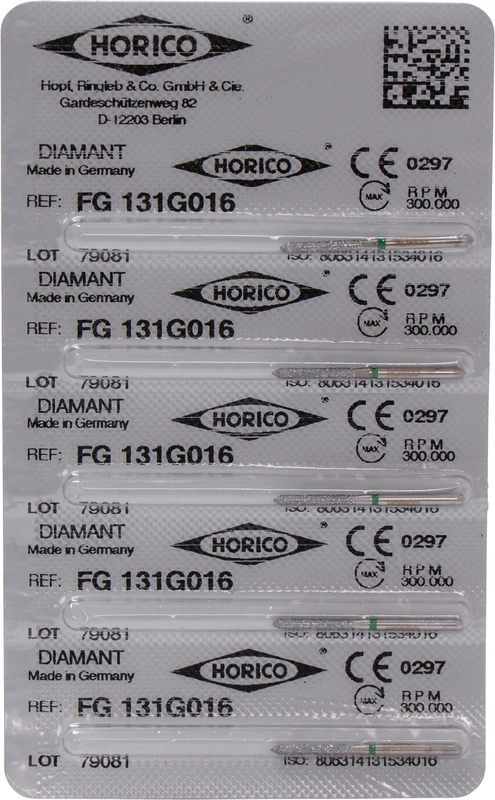 Diamantschleifer 131  Packung  5 Stück grün grob, FG, Figur 131, 10 mm, ISO 016