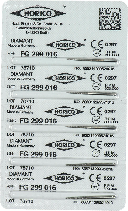 Diamantschleifer 299  Packung  5 Stück FG, Figur 299, 10 mm, ISO 016