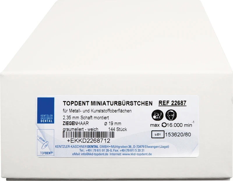 TOPDENT Ziegenhaarbürste  Packung  144 Stück meliert weich, Ø 19 mm