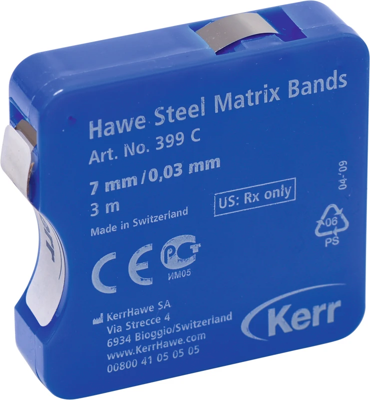 Stahl Matrizenbänder  Rolle  3 m Band Breite 7 mm, Stärke 0,03 mm