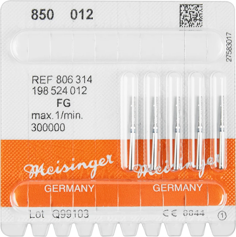 Diamanten 850  Packung  5 Stück blau mittel, FG, Figur 198 Konus rund, 8 mm ISO 012