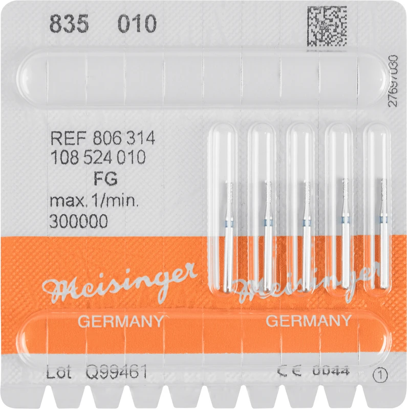 Diamanten 835  Packung  5 Stück blau mittel, FG, Figur 108 Zylinder, 3,5 mm, ISO 010